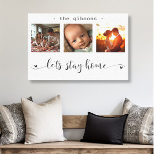 Modern Photo Collage Let's Stay Home Canvas Print