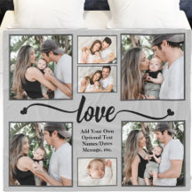 Modern Photo Collage Love Heart Custom Text Colour
