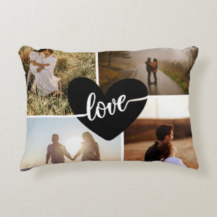 Modern Photo Collage Love Heart Decorative Cushion