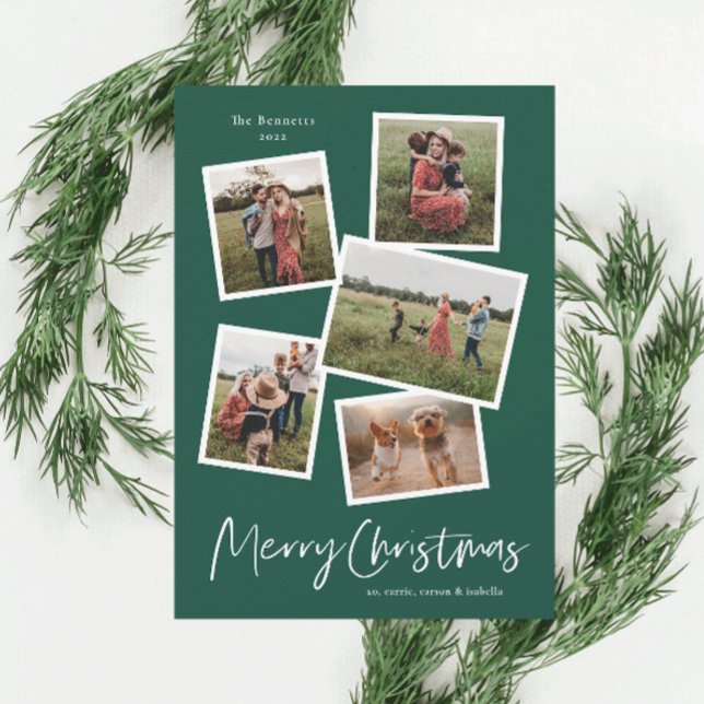 Modern Photo Collage Merry Christmas Holiday Card (Creator Uploaded)