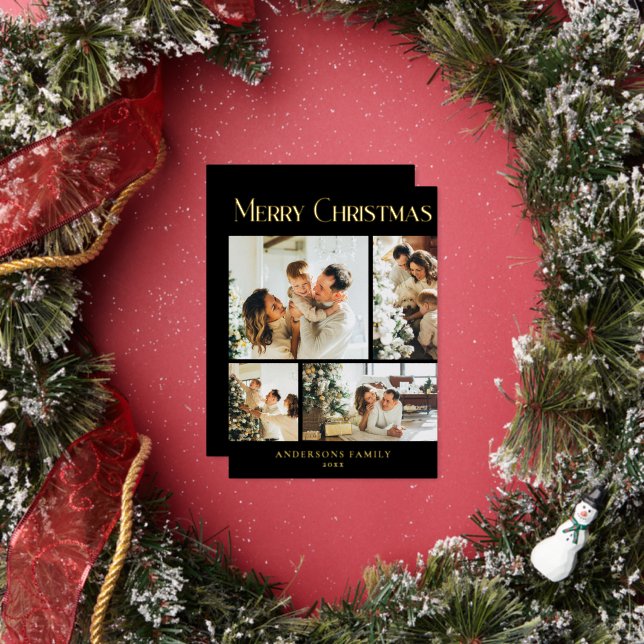 Modern Photo Collage Minimal Black Merry Christmas (Insitu)