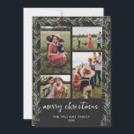 Modern Photo Collage Minimal Christmas Botanical Holiday Card<br><div class="desc">Create your own personalised holiday card with four photo collage in a minimalist design with modern calligraphy script typography.</div>