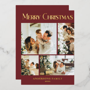 Modern Photo Collage Minimal Red Merry Christmas