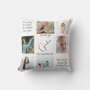 Modern Photo Collage Modern We Love You Grandma Cushion