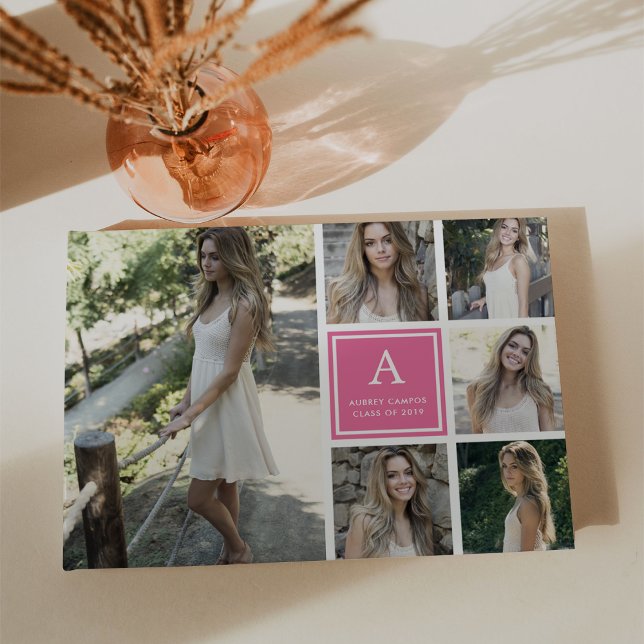 Modern Photo Collage & Monogram Graduation Guest Book (Creator Uploaded)