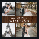 Modern Photo Collage Monogram Newlyweds Dark Wood Acrylic Print<br><div class="desc">Celebrate your recent marriage with these 4 photos,  monogrammed.</div>