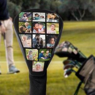 Modern photo collage monogram personalised golfer golf head cover
