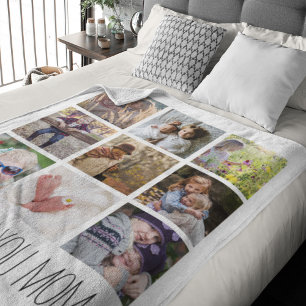 Modern Photo Collage Mum/Grandma   Keepsake Sherpa Blanket