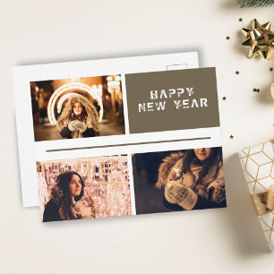 Modern Photo Collage New year Holiday Postcard