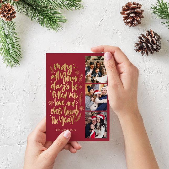 Modern Photo Collage New Year Script  Holiday Card (Creator Uploaded)