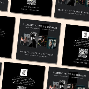 Modern Photo Collage Personal Trainer Fitness  Square Business Card