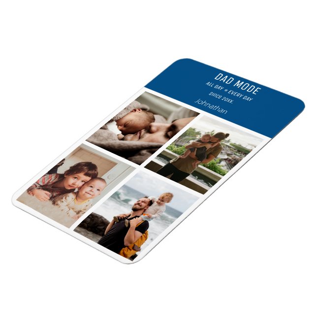 Modern Photo Collage Personalised Dad Mode Magnet (Left Side)