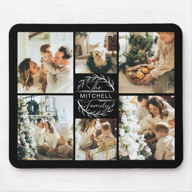 Modern Photo Collage Personalised Monogram Gift Mouse Pad (Front)