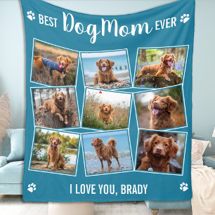 Modern Photo Collage Pet Personalised Dog Mum Fleece Blanket