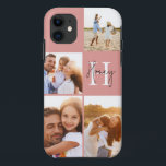Modern photo collage pink initial monogram Case-Mate iPhone case<br><div class="desc">Modern photo collage pink initial monogram design. A modern design multi photo design. Change the colour to customise. Part of a collection.</div>