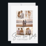 Modern photo collage save the date<br><div class="desc">With five photos and a modern script written "save the date, " this card is the perfect way to announce your engagement and upcoming wedding to friends and family. The black text is bold and modern but still sophisticated. The customisable text on the front has room for names, date, location...</div>