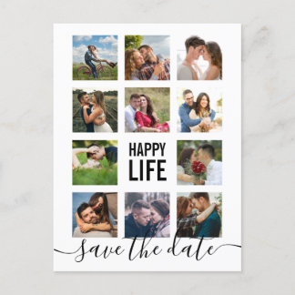 Modern Photo Collage Save the Date Postcard