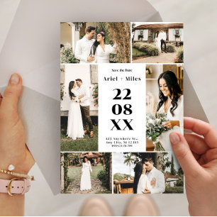 Modern Photo Collage Save the Date Wedding Invitation