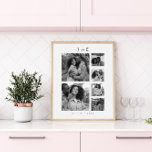 Modern Photo Collage Script Monogram Couples Poster<br><div class="desc">A modern six photo collage script monogram couples poster makes a meaningful statement in any space, blending personal memories with elegant typography. This thoughtful piece brings together favourite photos and a delicate script monogram to highlight the connection between two people. Whether displayed in a home or given as a gift,...</div>