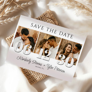 Modern photo collage simple typography wedding save the date