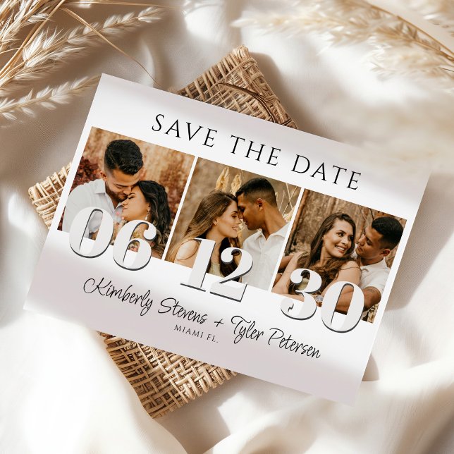 Modern photo collage simple typography wedding save the date (Creator Uploaded)