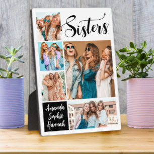 Modern Photo Collage Sisters Plaque