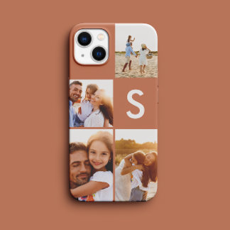 Modern photo collage terracotta initial monogram Case-Mate iPhone case