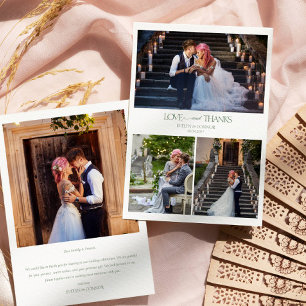 Modern Photo Collage Typography message Wedding Thank You Card