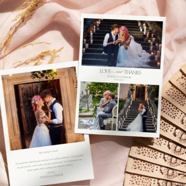 Modern Photo Collage Typography message Wedding Thank You Card (Creator Uploaded)