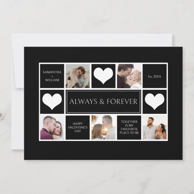 Modern Photo Collage Valentines Day Holiday Card (Front)
