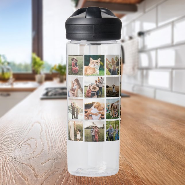 Modern Photo Collage Water Bottle (Creator Uploaded)