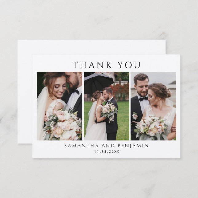 Modern Photo Collage Wedding Thank You Card (Front/Back)