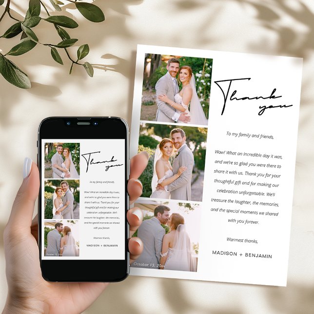 Modern Photo Collage Wedding Thank You Card (Creator Uploaded)