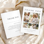 Modern Photo Collage Wedding Thank You Card<br><div class="desc">Capture the magic of your special day with the Modern Photo Collage Wedding Thank You Card, featuring a sleek layout for 4 cherished photos. Its elegant black-and-white design with clean, minimal typography beautifully highlights your heartfelt message from the bride and groom. Easy to personalise, this card is the perfect way...</div>