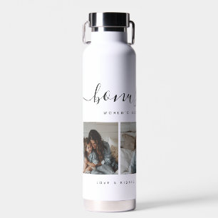 Modern Photo Collage White Bonus Mom Mothers Day Water Bottle