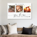 Modern Photo Collage You & Me Forever Canvas Print<br><div class="desc">This stunning canvas wall art features a beautiful three-frame photo collage showcasing cherished memories, adorned with the heartfelt message, "You and Me, Forever and Always." The elegant black and white design, combined with exquisite script and print typography, creates a sophisticated and enduring piece that will complement any interior style. Personalise...</div>