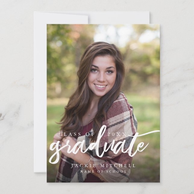 Modern Photo College or High School Graduation Announcement (Front)