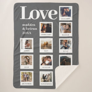 Modern Photo Couple Love Anniversary Valentines Sherpa Blanket