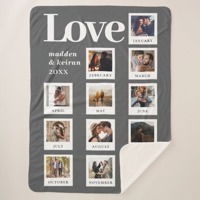 Modern Photo Couple Love Anniversary Valentines Sherpa Blanket (Front)