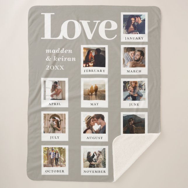 Modern Photo Couple Love Anniversary Valentines Sherpa Blanket (Front)