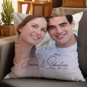 Modern photo couple throw pillow