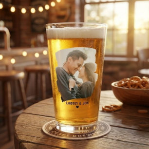 Modern Photo Custom Name or Message Beer Glass
