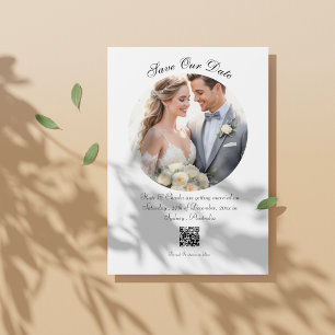 Modern photo Custom QR code Save The Date