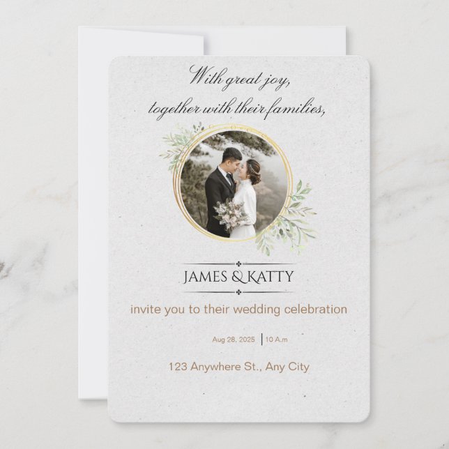 Modern photo customizable dusty color wedding  invitation (Front)