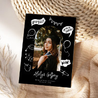 Modern Photo Doodle Graduation Black 