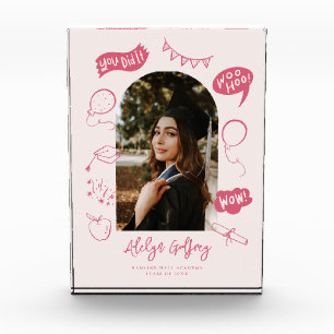 Modern Photo Doodle Graduation Pink Keepsake