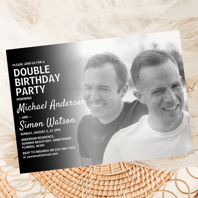Modern Photo Double Birthday Party Invitation (Creator Uploaded)