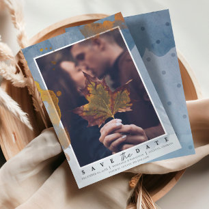 Modern Photo Dusty Blue Save the Date Wedding
