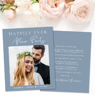 Modern Photo Dusty Blue Wedding Reception Invite
