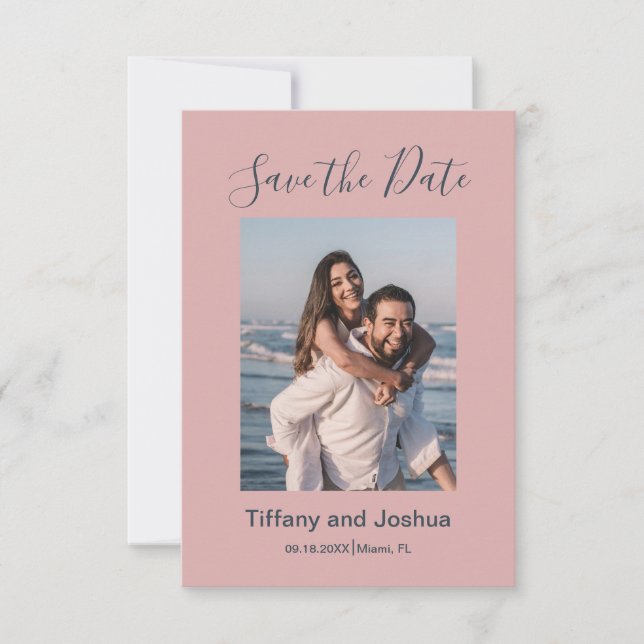 Modern Photo Dusty Pink Save The Date (Front)